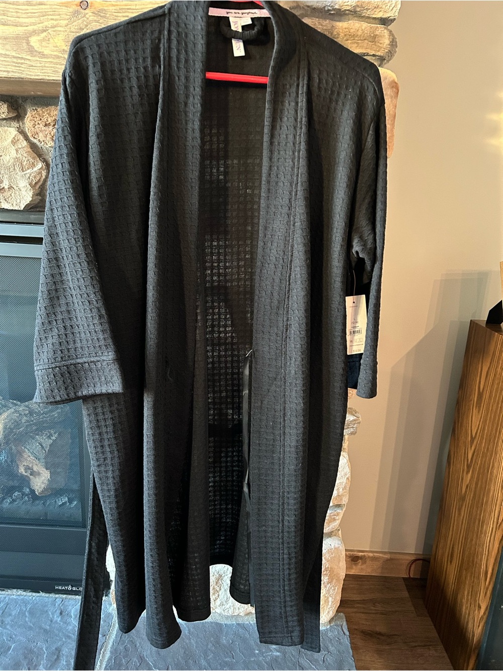 Black Waffle Knit Robe - Women’s Lightweight Lounge Robe